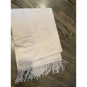 Cashmere large fringe light tan scarf/wrap 64 x 26